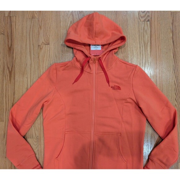 The North Face Womens Hoodie Full Zip High Neck Logo Stretch Large Emberglow NWT - Picture 3 of 10